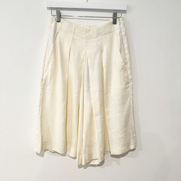 NEW Billy Reid Riding Culotte High Rise Pleated Linen Shorts Tinted White 2 - Picture 7 of 15